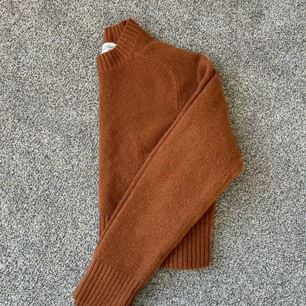Pair of Universal Thread sweaters Cream cardi/Brown cropped crewneck - Picture 2 of 9